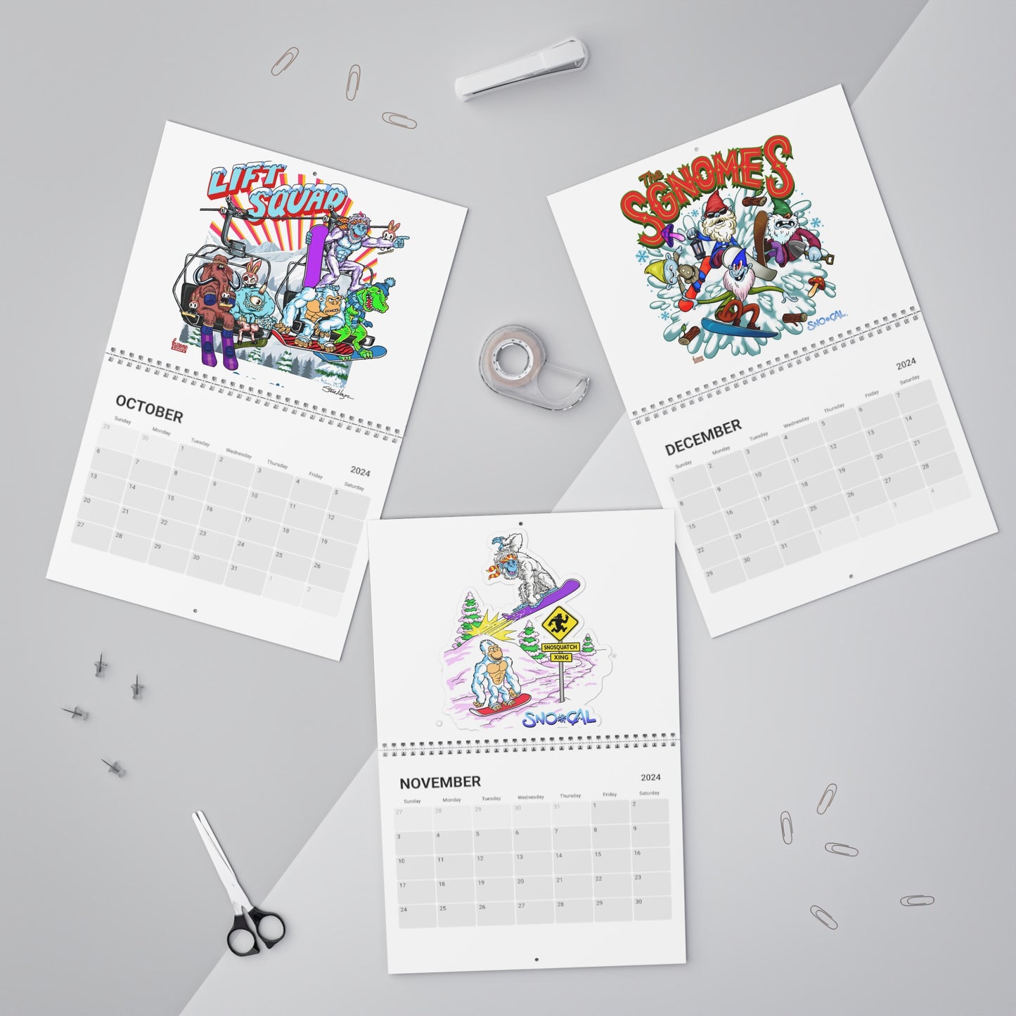 snowboard characters calendar