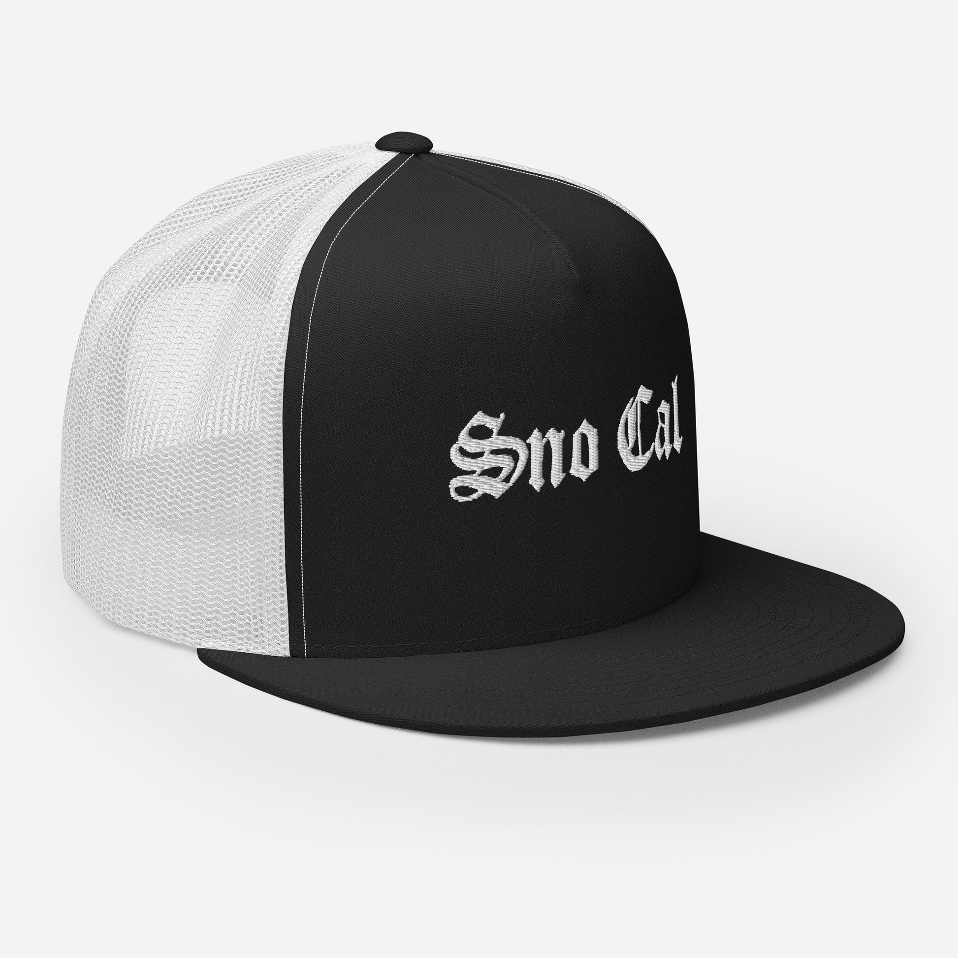 Sno Cal Old English Trucker Cap black and white side