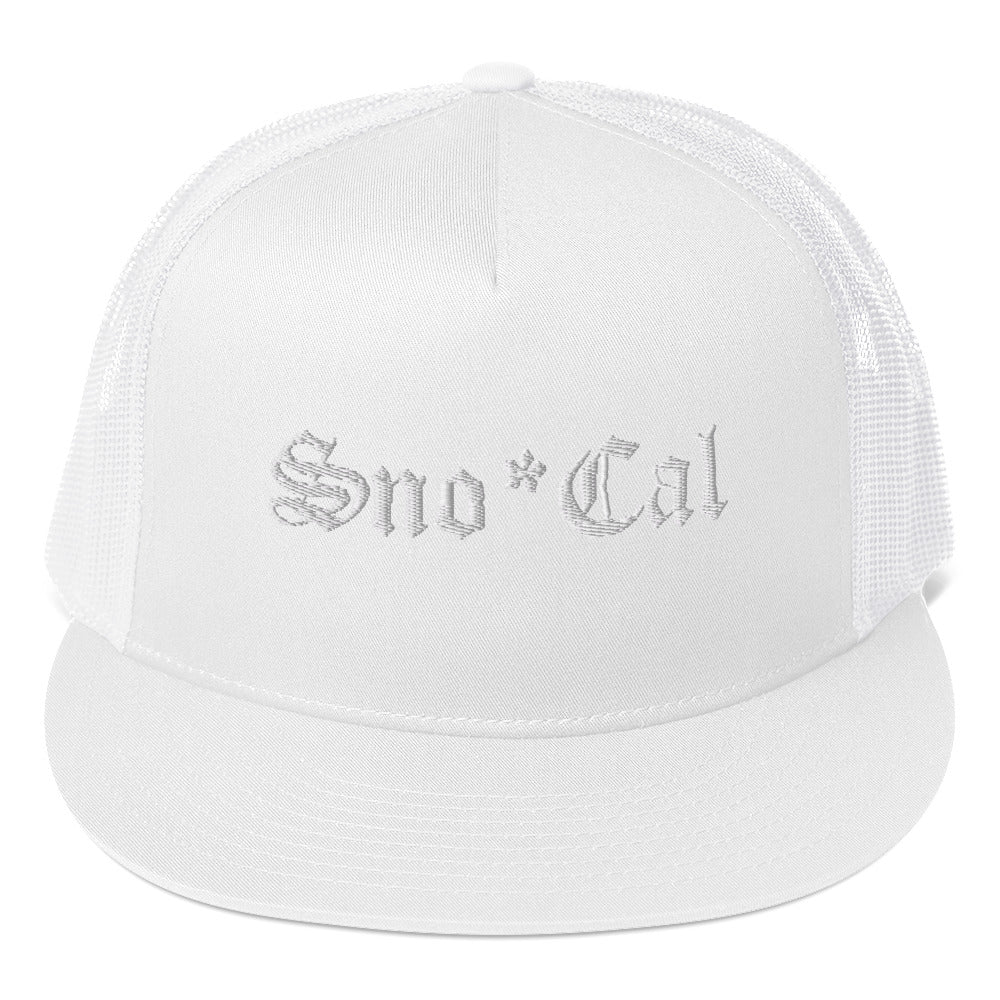 Sno*Cal Trucker Hat with Old English lettering