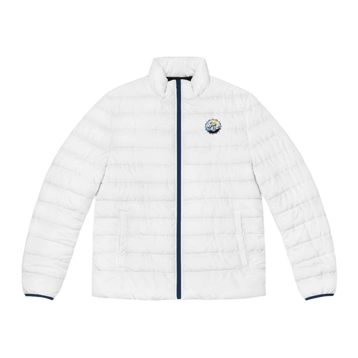Mens white puffer snow jacket