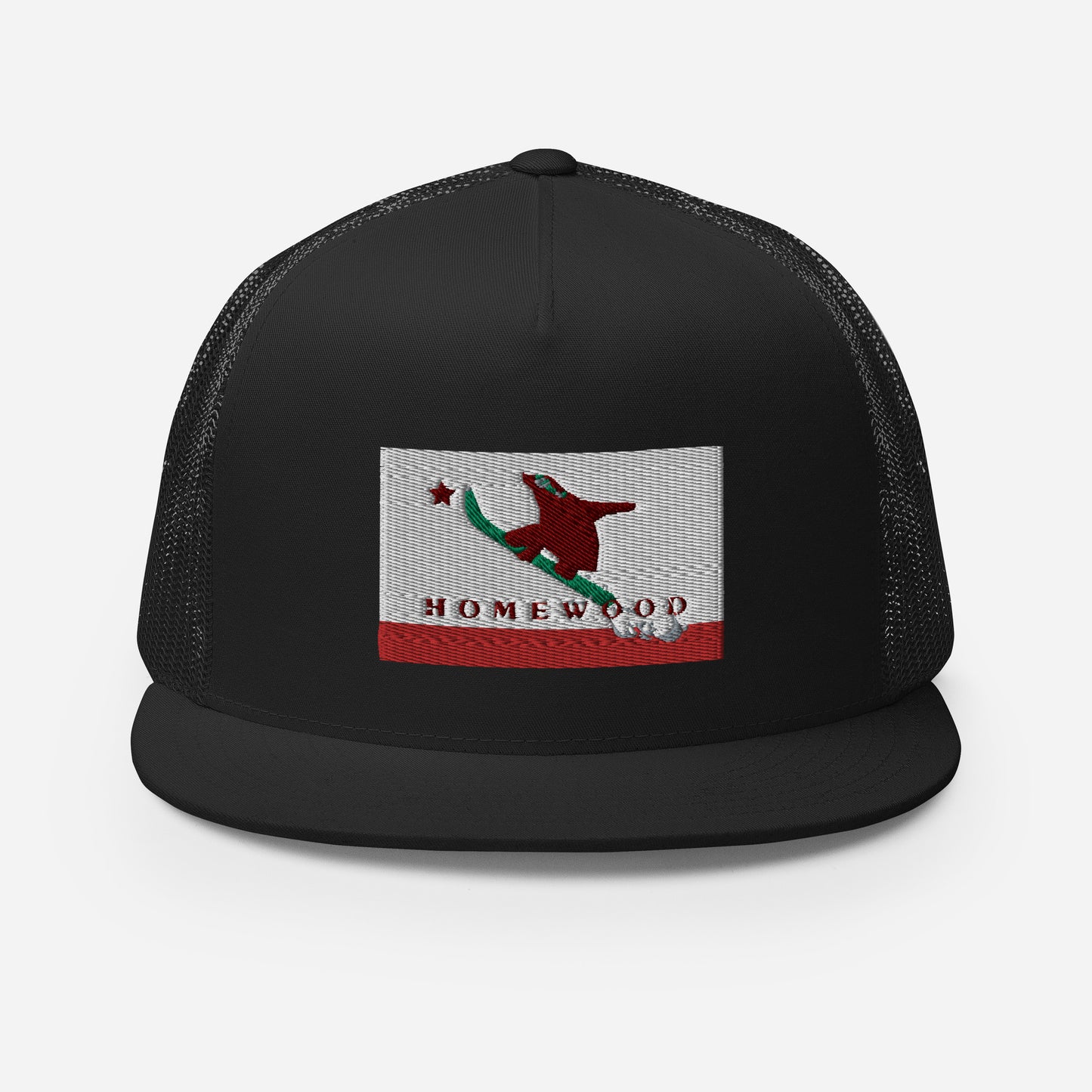 Homewood CA Flag Snowboard Trucker Cap