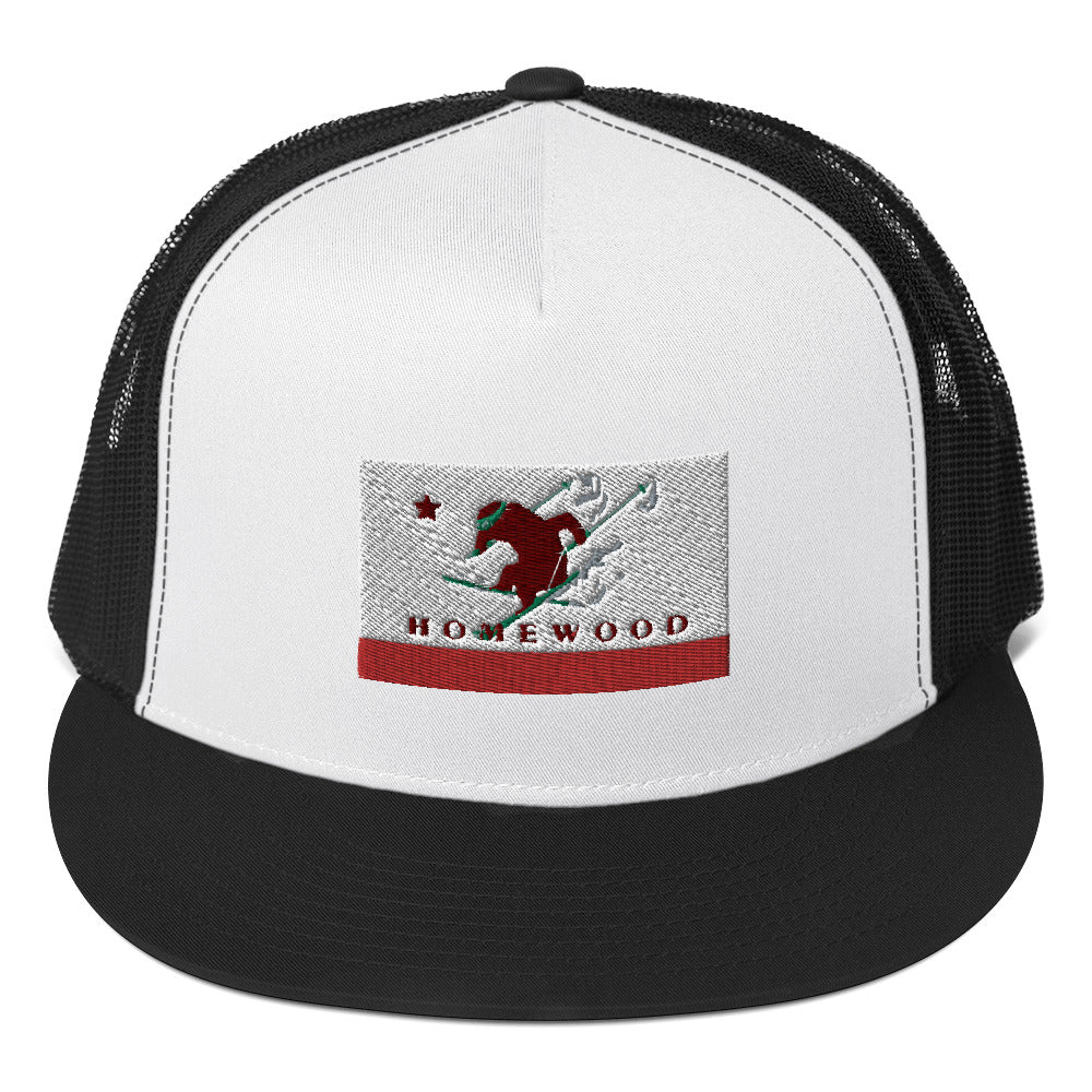 Homewood CA Flag Ski Trucker Cap