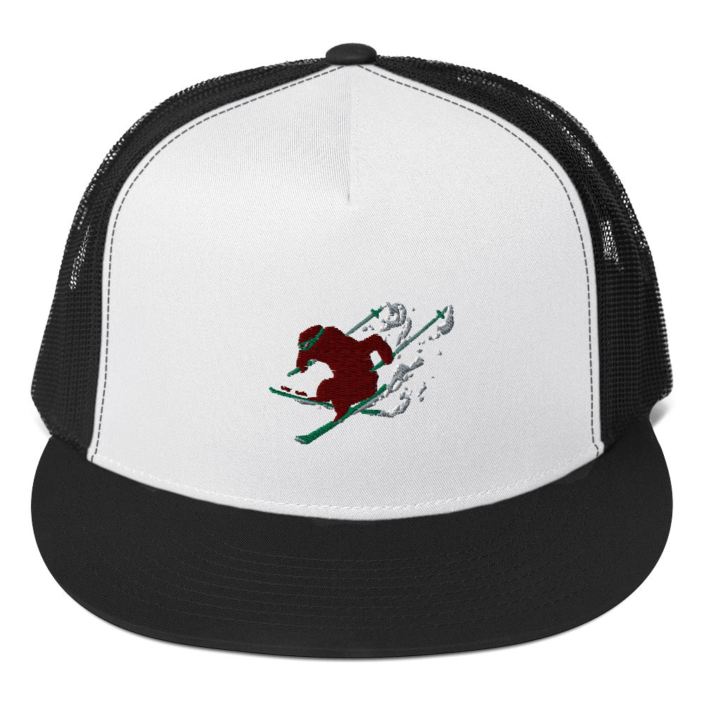 Goldie the Grizzly Skiing Trucker Cap