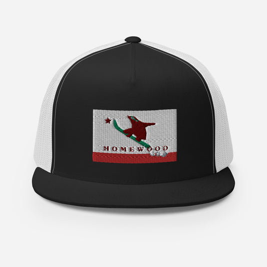 Homewood CA Flag Snowboard Trucker Cap
