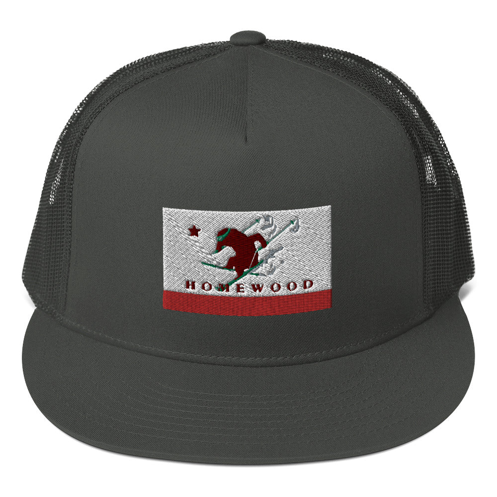 Homewood CA Flag Ski Trucker Cap