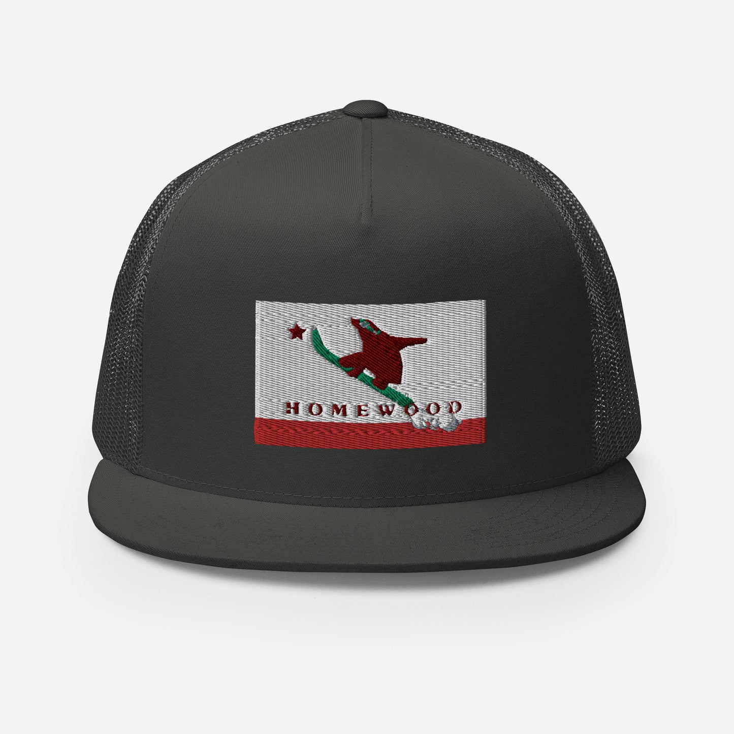 Homewood CA Flag Snowboard Trucker Cap