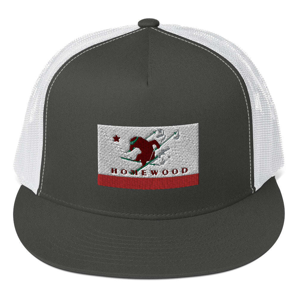 Homewood CA Flag Ski Trucker Cap