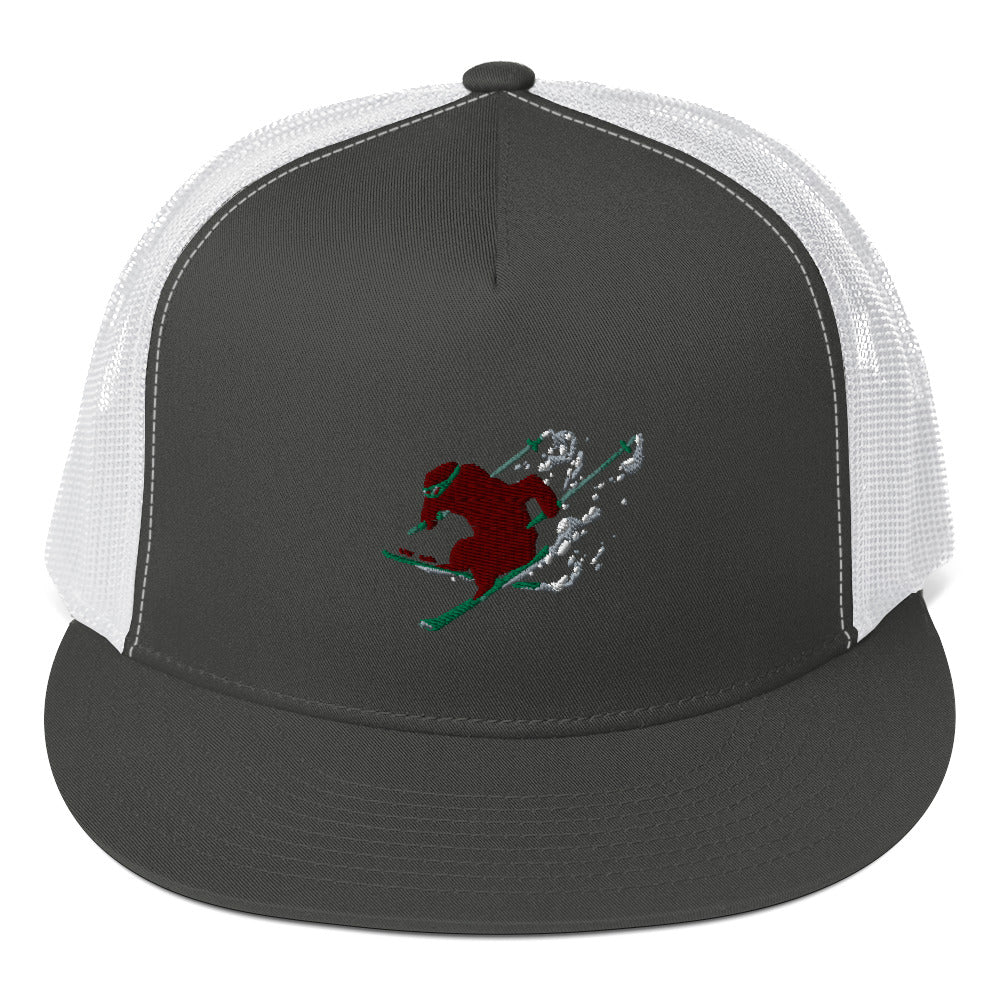 Goldie the Grizzly Skiing Trucker Cap