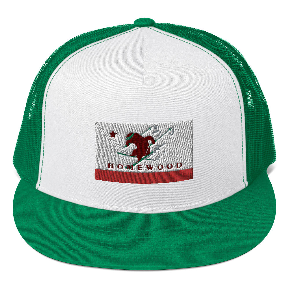 Homewood CA Flag Ski Trucker Cap