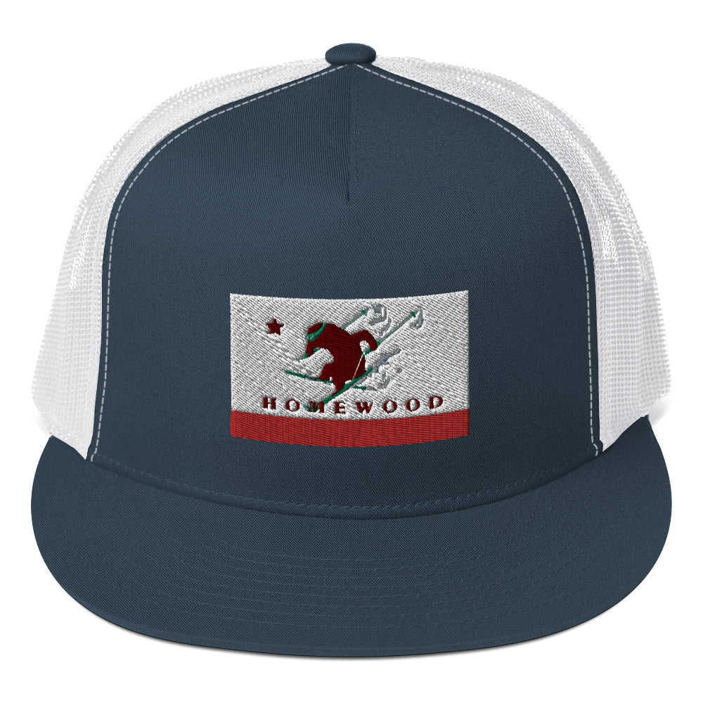 Homewood CA Flag Ski Trucker Cap