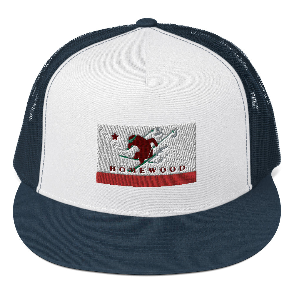 Homewood CA Flag Ski Trucker Cap