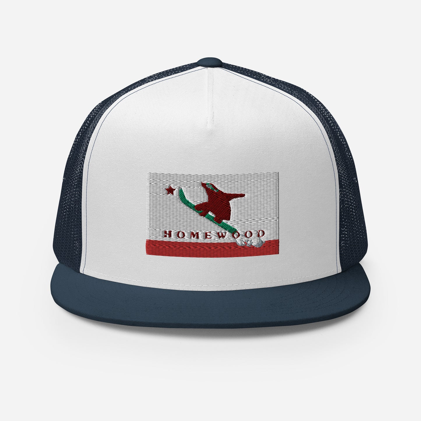 Homewood CA Flag Snowboard Trucker Cap