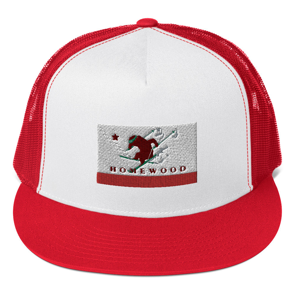 Homewood CA Flag Ski Trucker Cap
