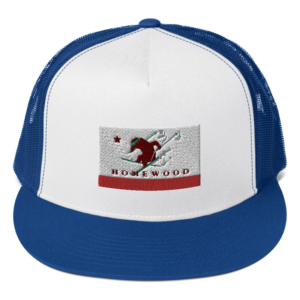 Homewood CA Flag Ski Trucker Cap
