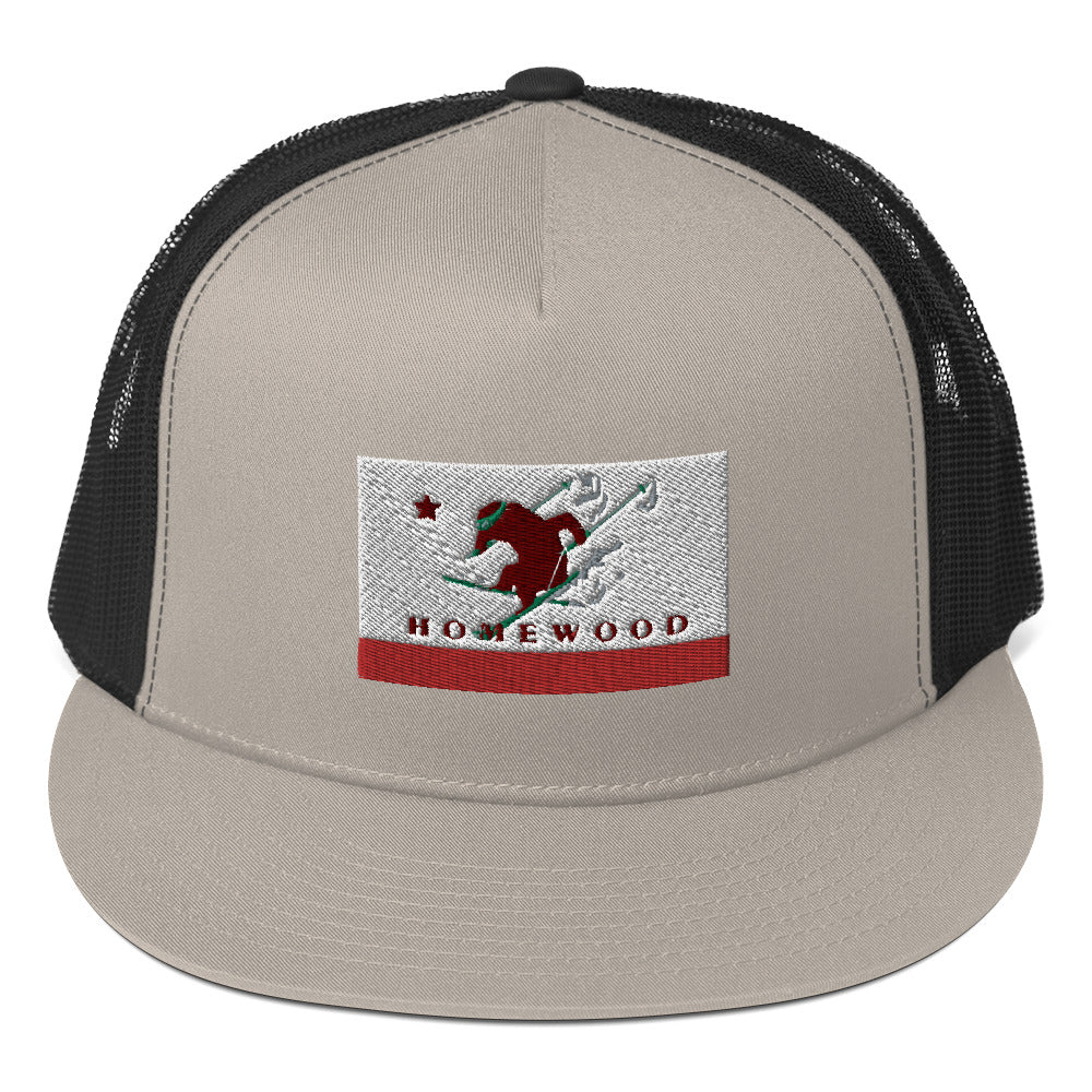 Homewood CA Flag Ski Trucker Cap