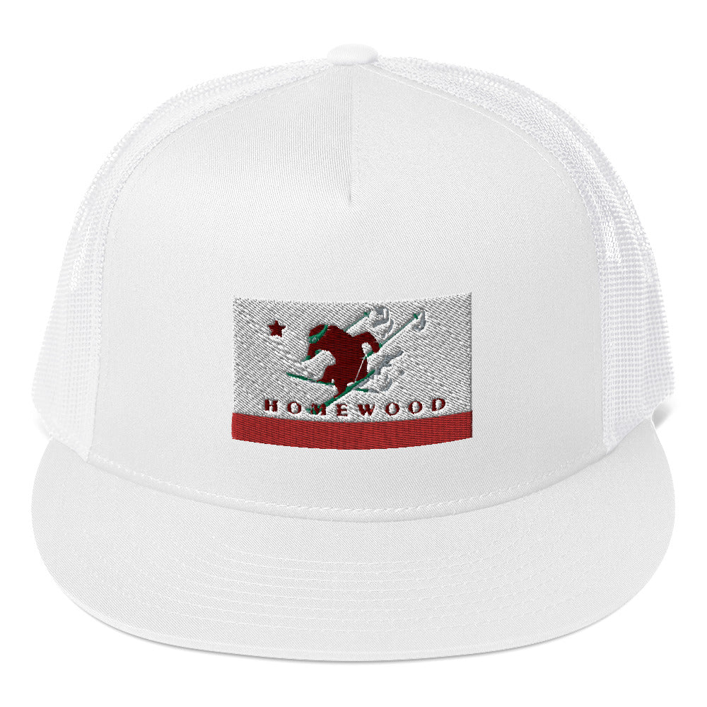 Homewood CA Flag Ski Trucker Cap