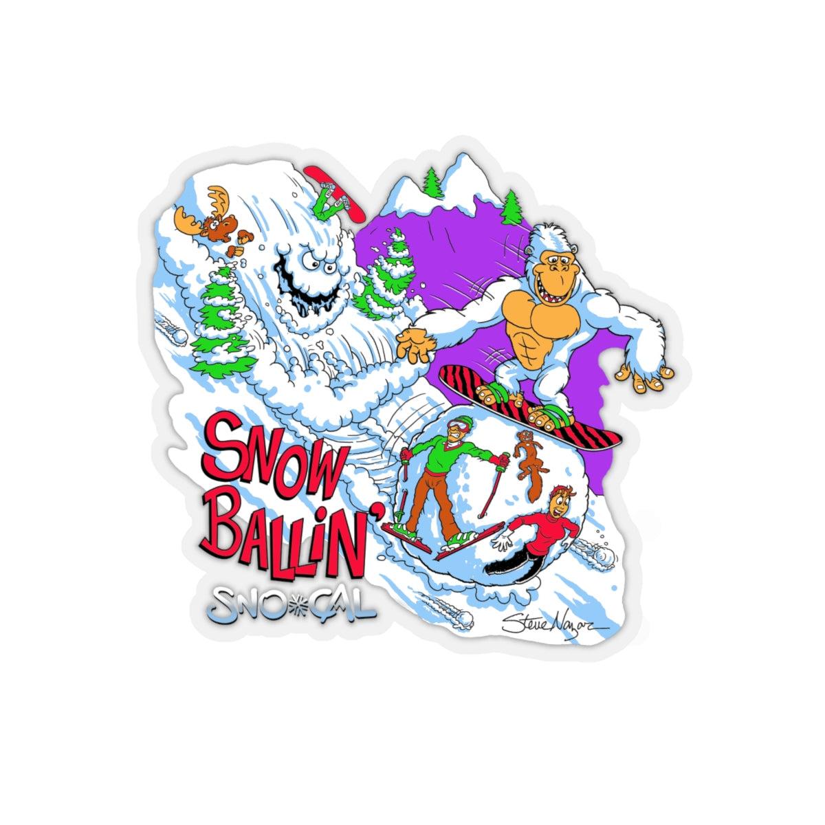 Snorilla SnowBallin' snowboard sticker - Sno Cal