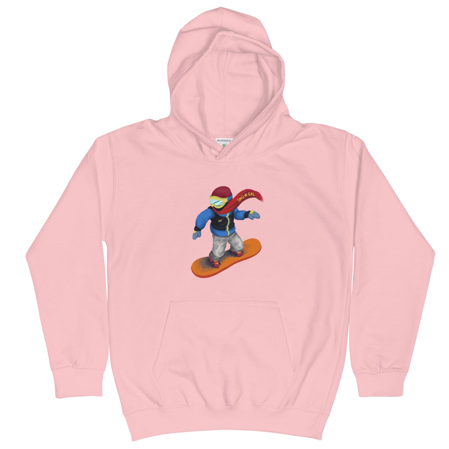 kids pink snowboard emoji hoodie