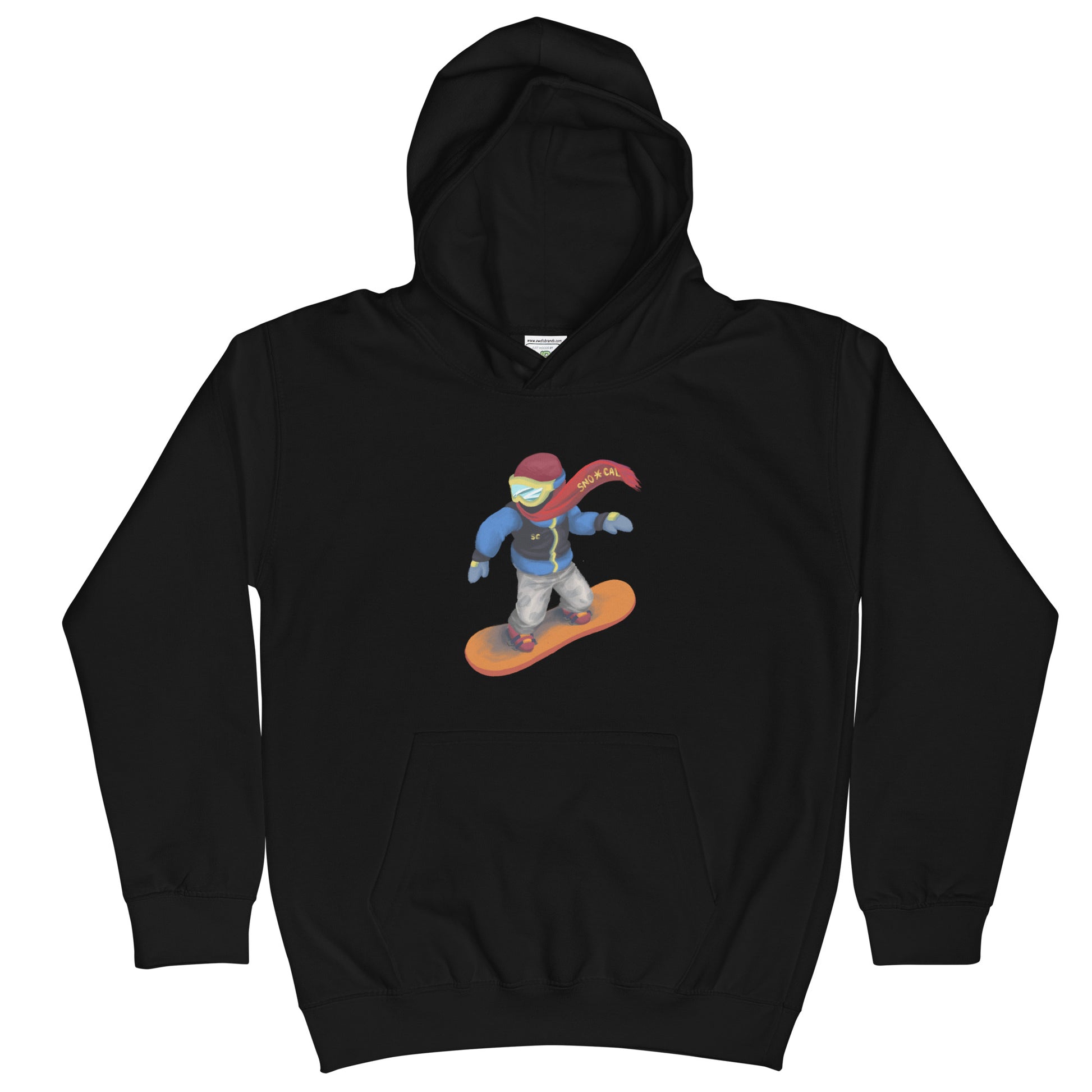 kids black snowboard emoji hoodie