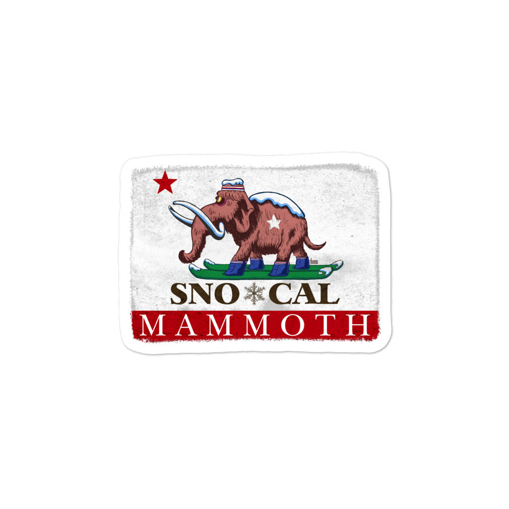 Wally the Woolly Mammoth CA Flag Sticker - Sno Cal