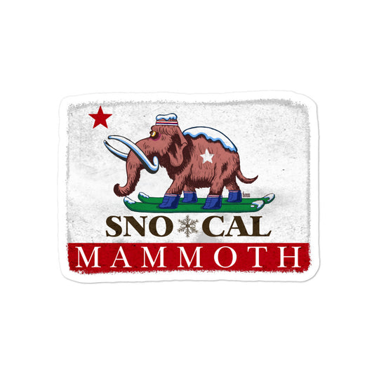 Wally the Woolly Mammoth CA Flag Sticker - Sno Cal