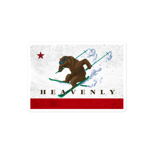 Heavenly CA Grizzly Bear Skiing Sticker - Sno Cal