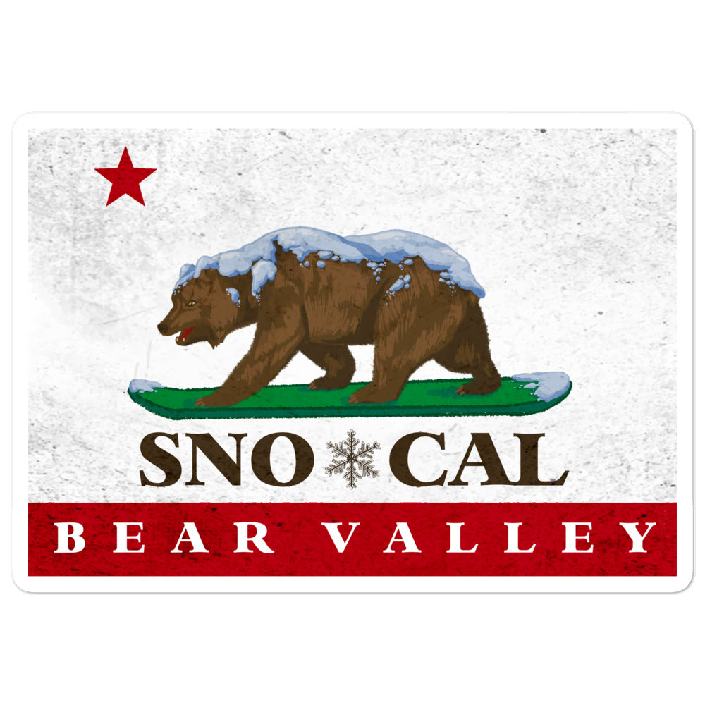 CA Flag Bear Valley sticker - Sno Cal