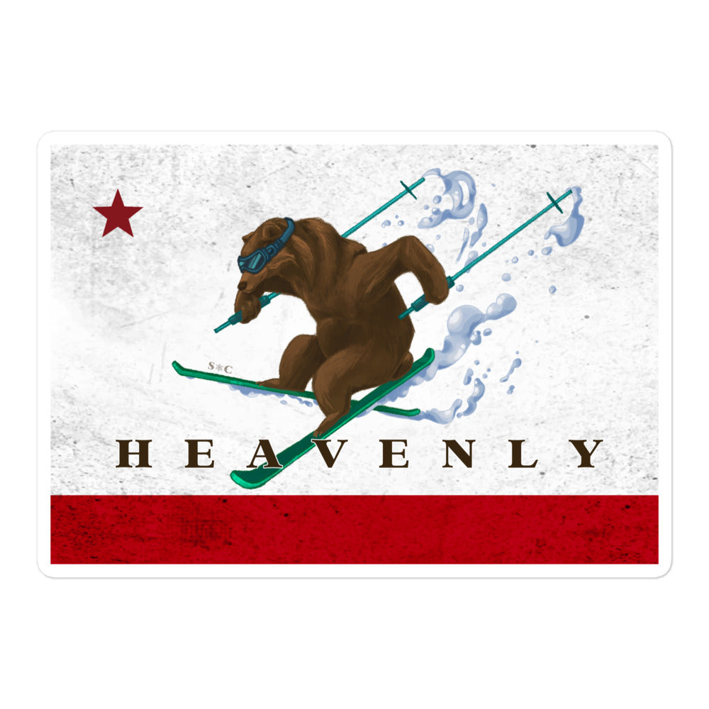 Heavenly CA Grizzly Bear Skiing Sticker - Sno Cal