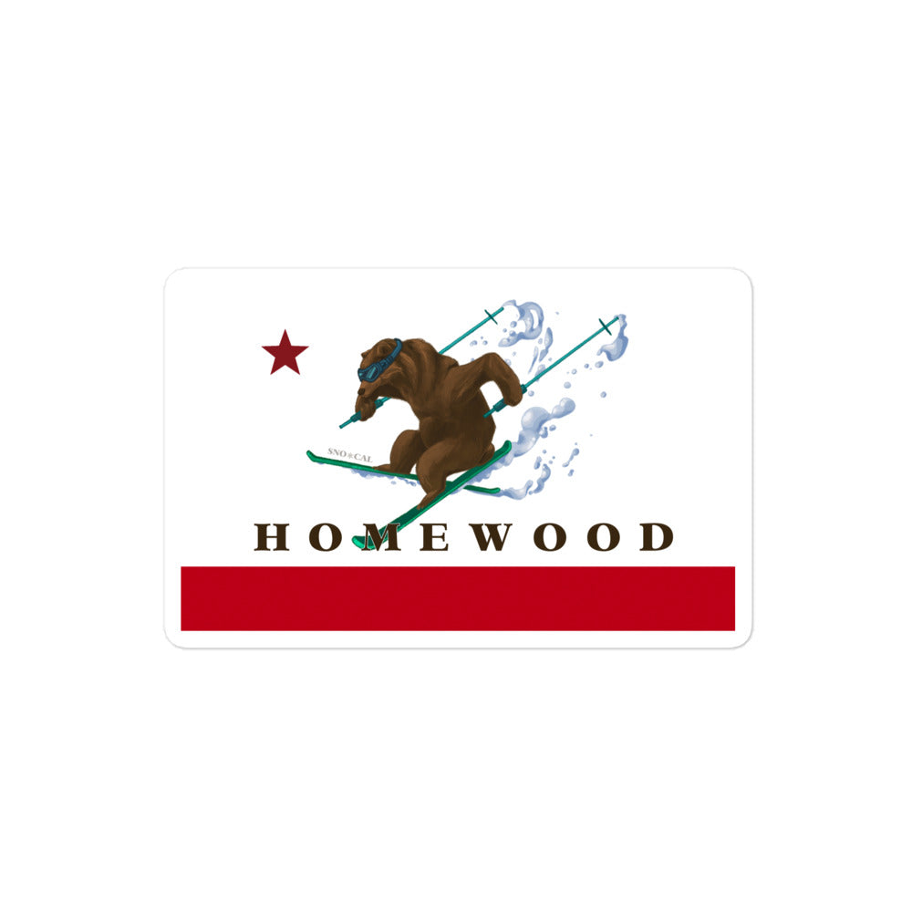 Homewood CA flag ski sticker