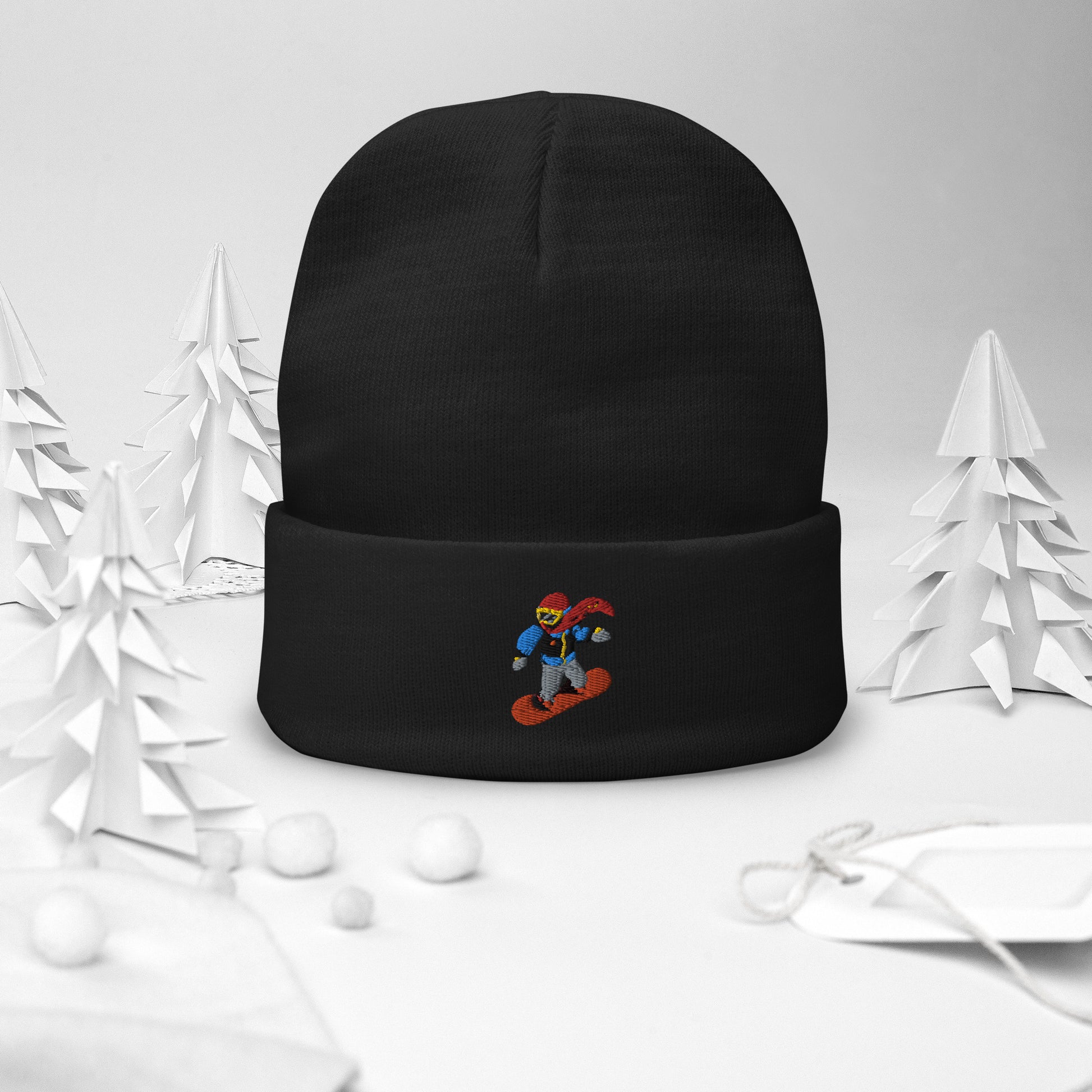 black Snowboard emoji beanie