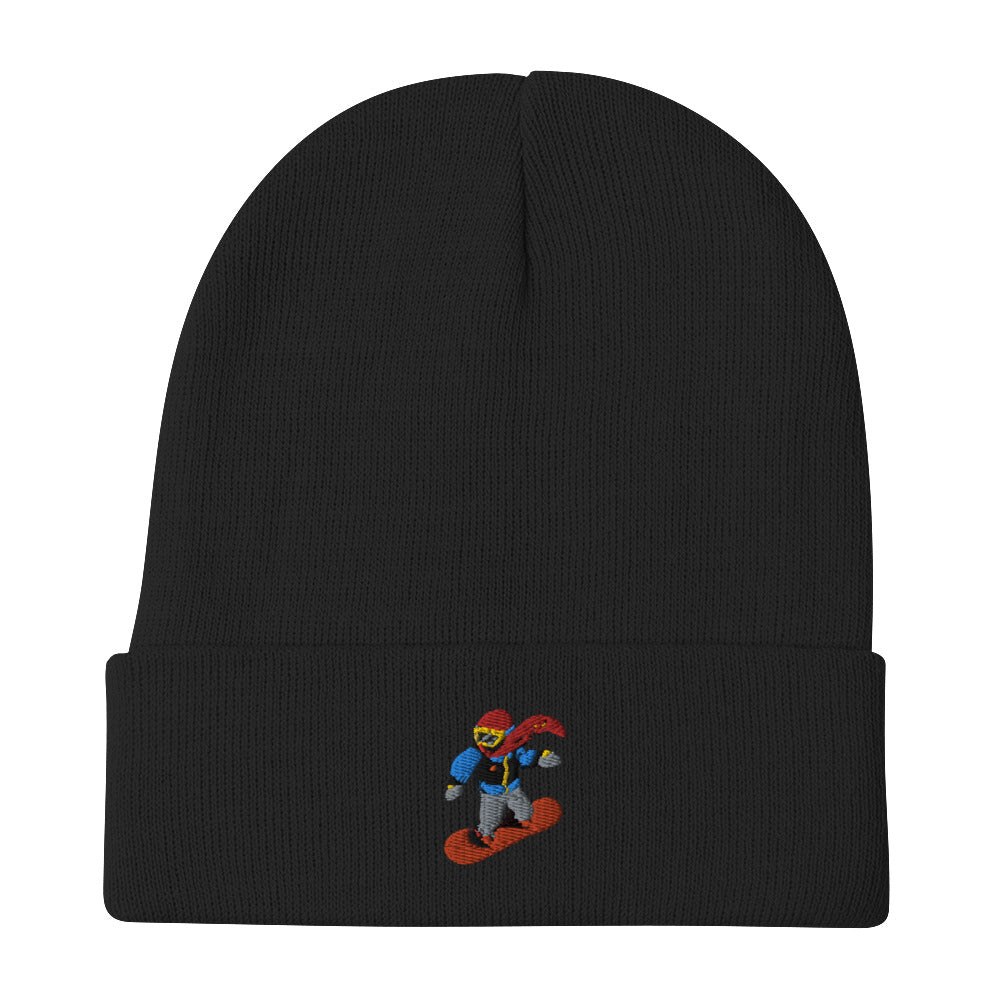 black Snowboarding emoji beanie