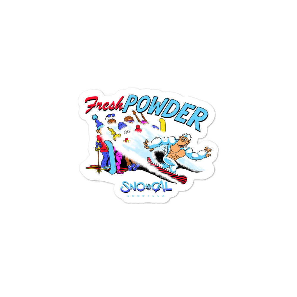 Snorilla Fresh Powder snowboard sticker - Steve Nazar
