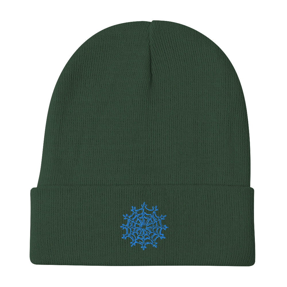 White & Ice Blue snowflake web beanie - Sno Cal