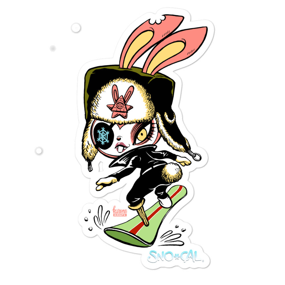 SnoBunny snowboard sticker - Sno Cal