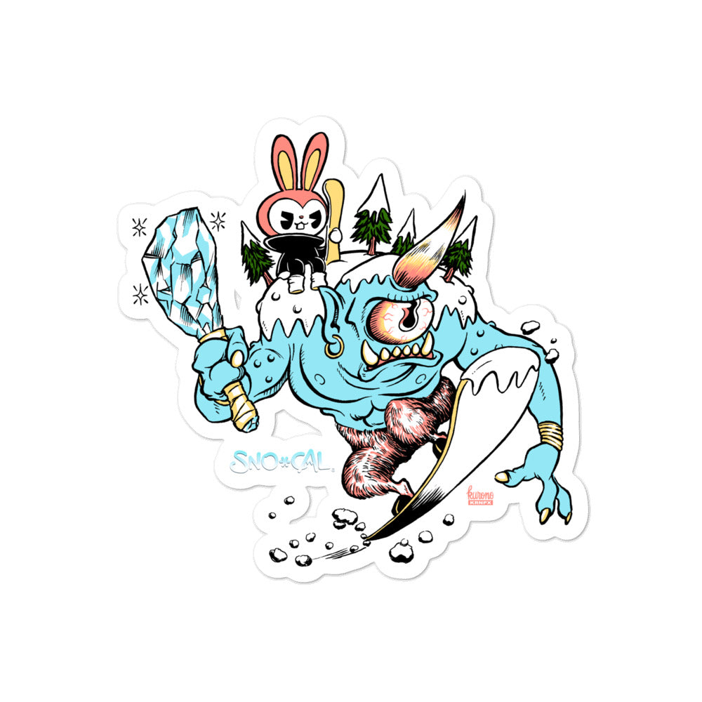 Snoclops snowboard sticker - Sno Cal