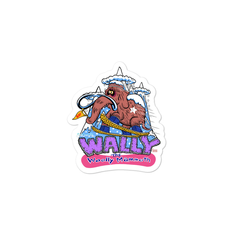 Wally the Woolly Mammoth snowboard sticker - Sno Cal