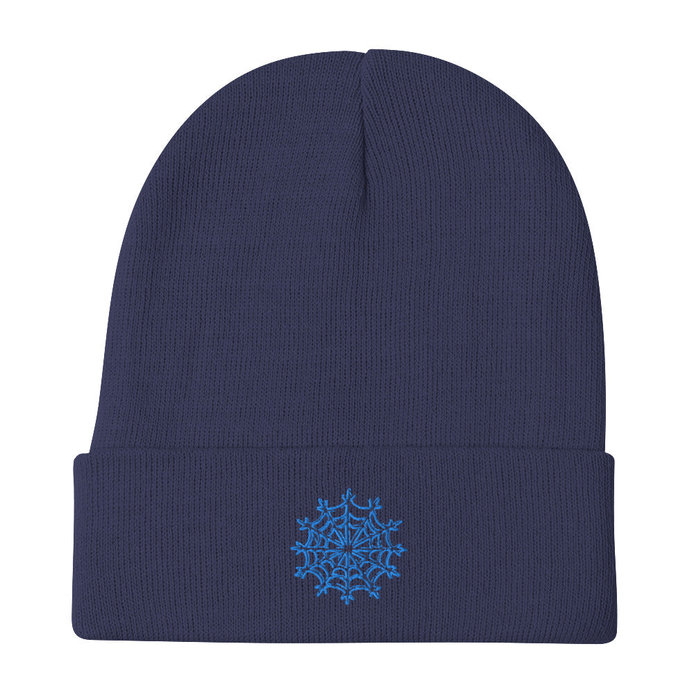 White & Ice Blue snowflake web beanie - Sno Cal