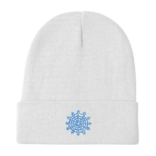 White & Ice Blue snowflake web beanie - Sno Cal