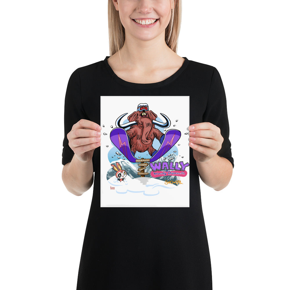 Wally the Woolly Mammoth snowboard poster - Sno Cal