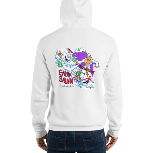 Steve Nazar Snorilla Snow Ballin' snowboard white hoodie. - Sno Cal