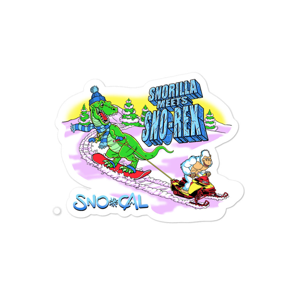 Steve Nazar Snorilla meets Sno-Rex snowboard sticker - Sno Cal