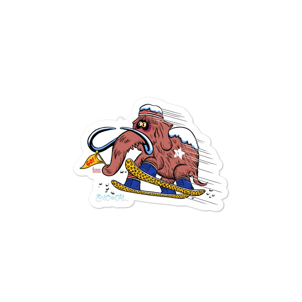 Wally the Woolly Mammoth snowboard sticker - Sno Cal