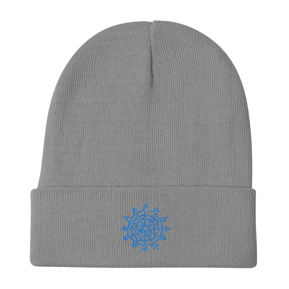 White & Ice Blue snowflake web beanie - Sno Cal