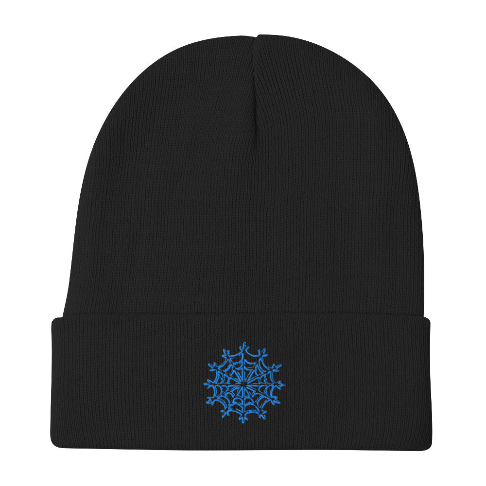 White & Ice Blue snowflake web beanie - Sno Cal