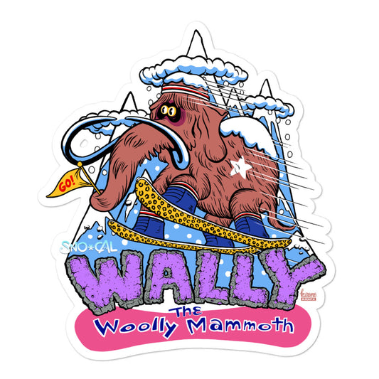 Wally the Woolly Mammoth snowboard sticker - Sno Cal