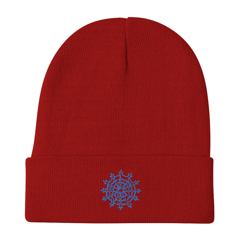 White & Ice Blue snowflake web beanie - Sno Cal