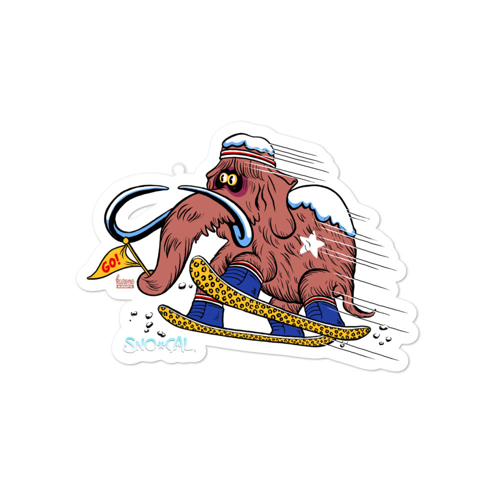 Wally the Woolly Mammoth snowboard sticker - Sno Cal