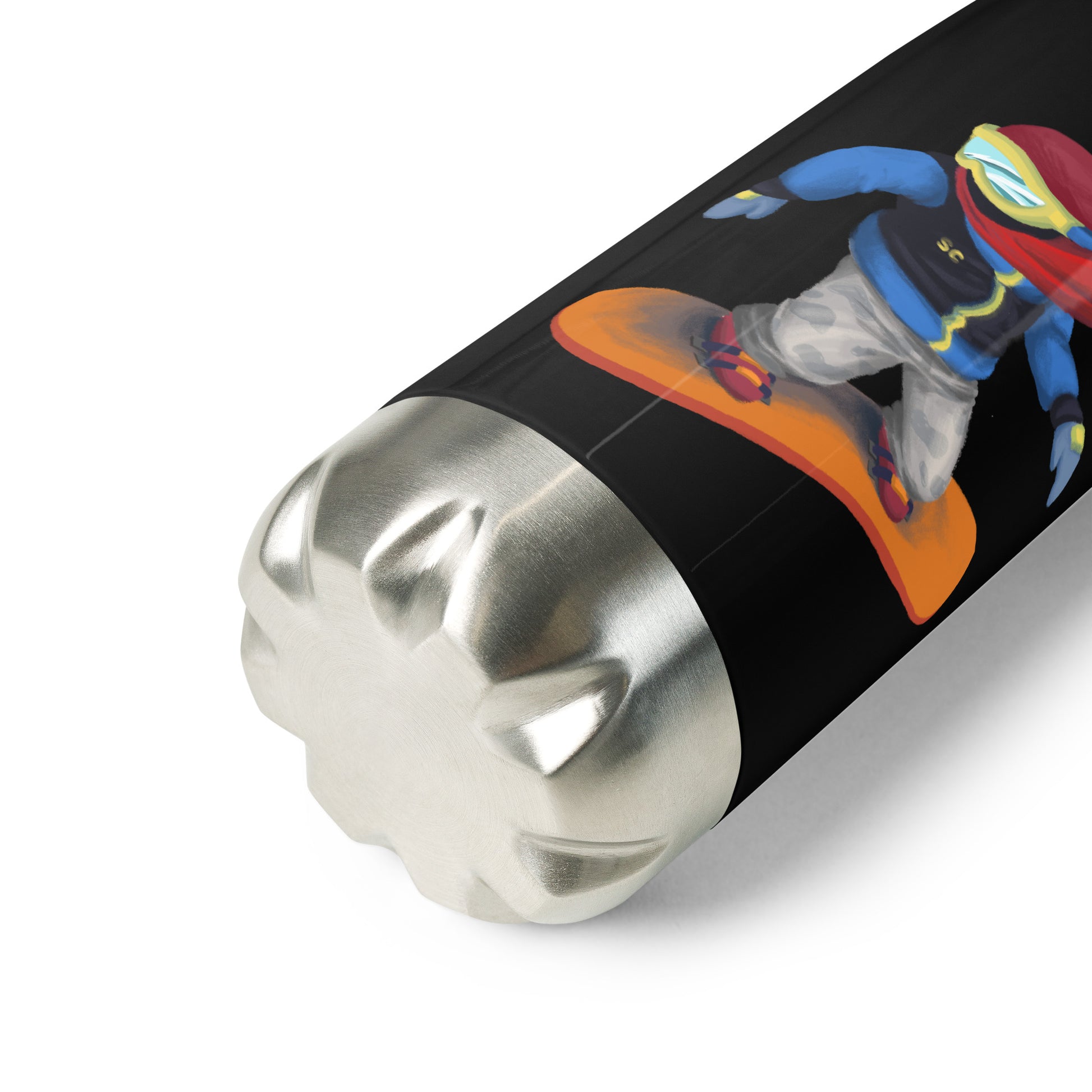 Snowboard emoji black Stainless Steel Water Bottle