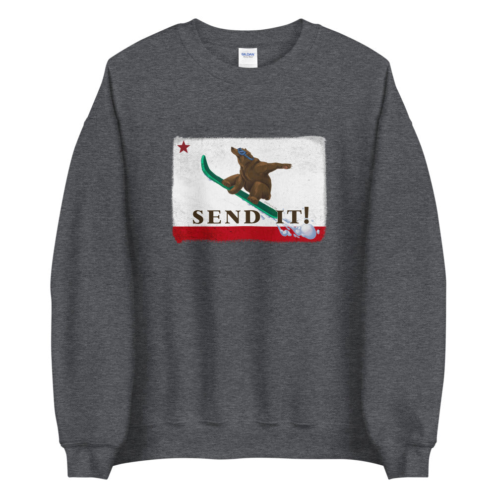 Gray Send It CA Flag Sweatshirt - Sno Cal