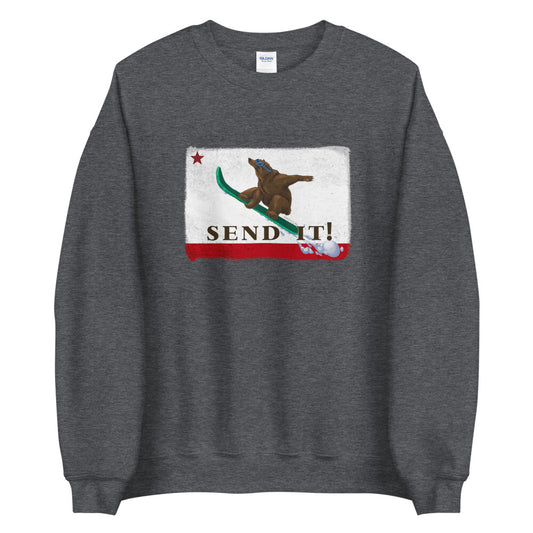 Gray Send It CA Flag Sweatshirt - Sno Cal
